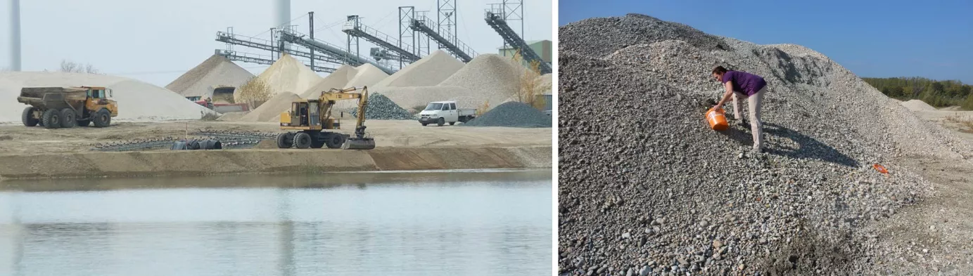 Sampling at a domestic gravel quarry