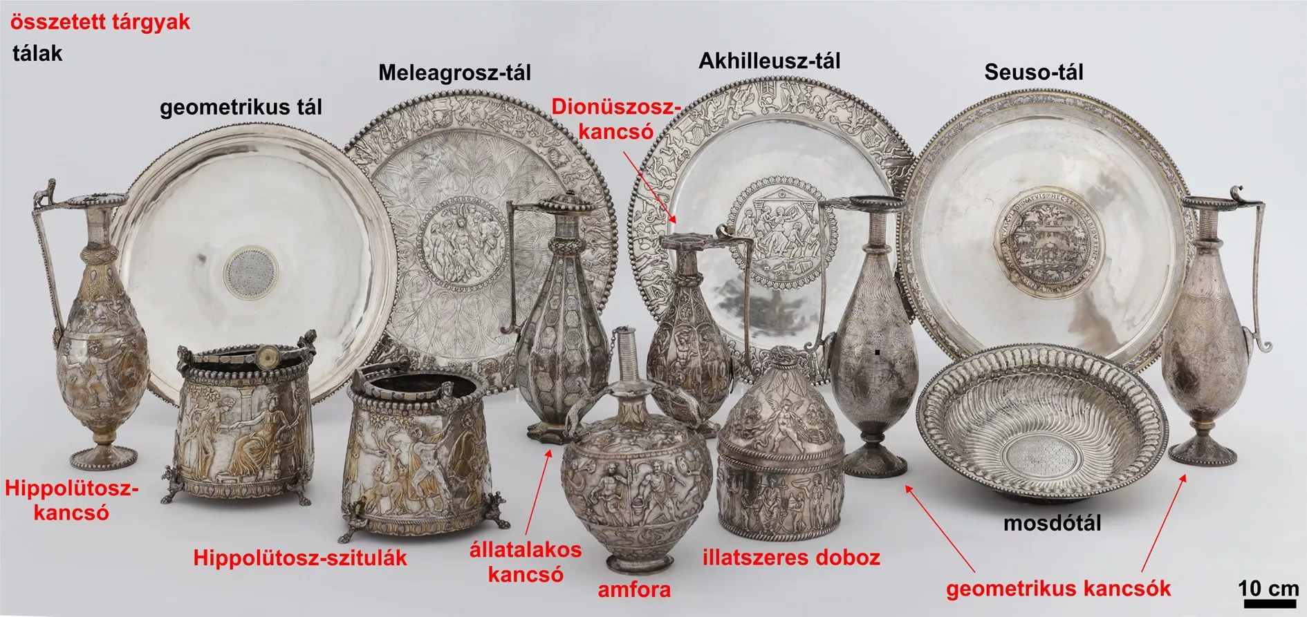 A Seuso-kincs tárgyai (fotó: Dabasi A.–Kardos J. (MNM))