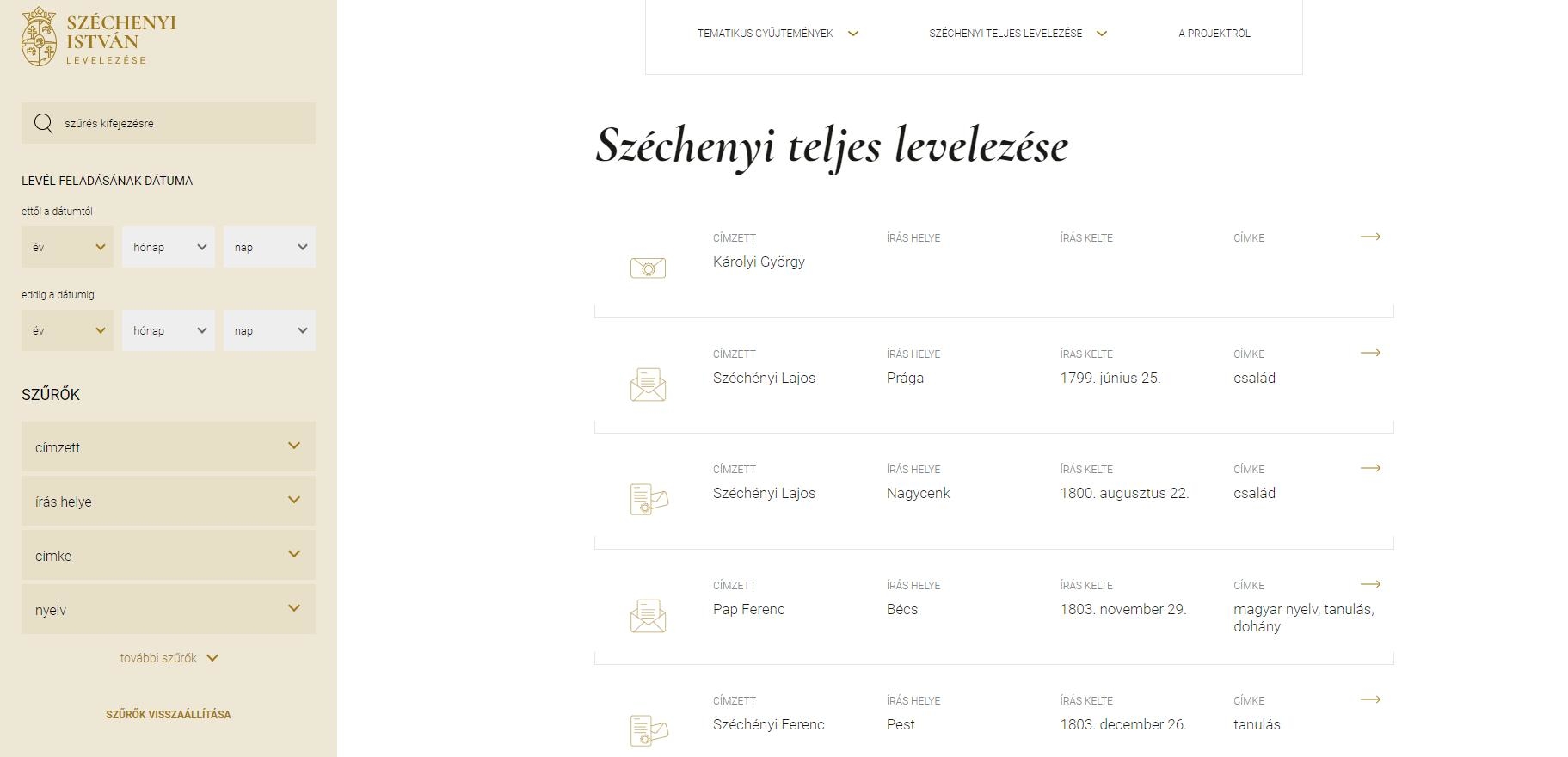 A BTK TTI kutatói online adatbázisban teszik közzé Széchenyi István levelezését