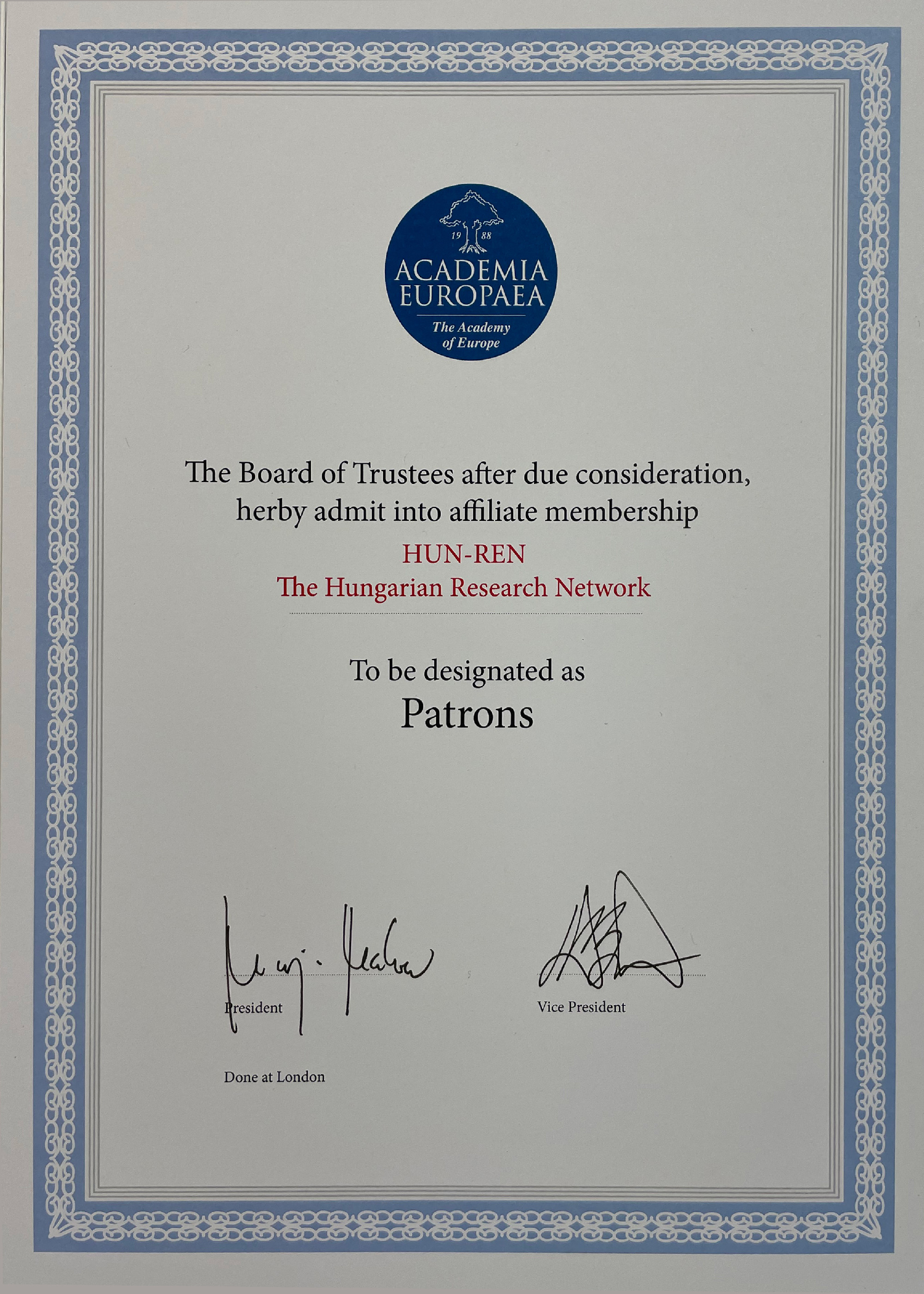 Patron partner Academia Europaea